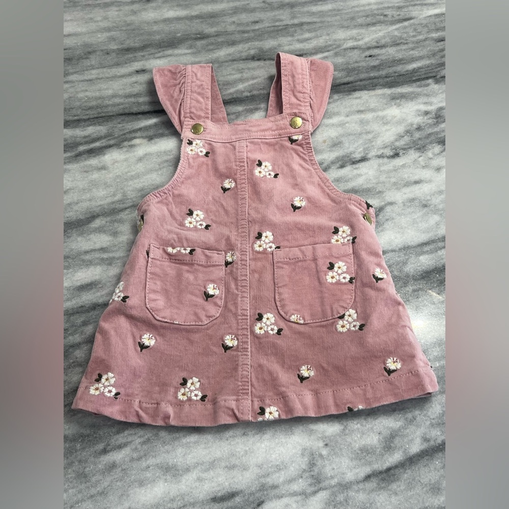 18m Cupcake& Cashmere Pink/Floral embroider/corduroy skirt-overall/flutter strap